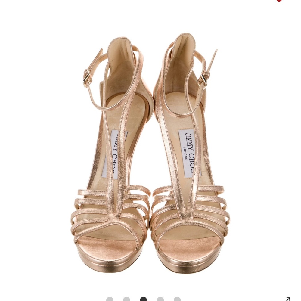 Jimmy Choo Leather Sandals, 36.5, Rose Gold